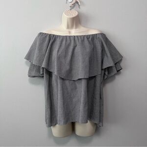MLM Label Off-Shoulder Black and White Gingham Top Size M